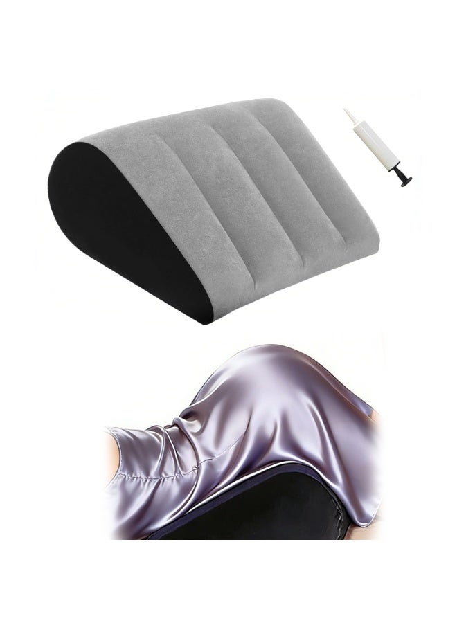 CHIYLE Inflatable Leg Elevation Pillow Grey Portable Bed Wedge Cushion for Sleeping Travel Recovery Comfortable Support for Legs Back Swelling Relief - Image 1